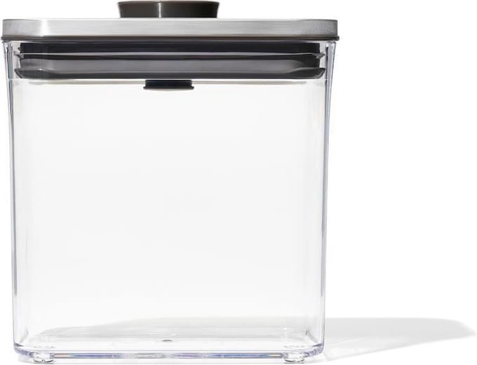 OXO - POP Steel Voorraadbus - Rechthoekig - Laag - 1,6 Liter