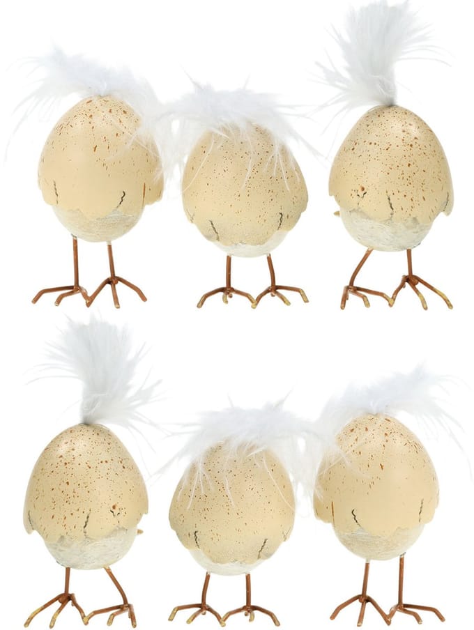 Kuiken in de eierschaal wit, creme 6cm 6st, 6 Stück