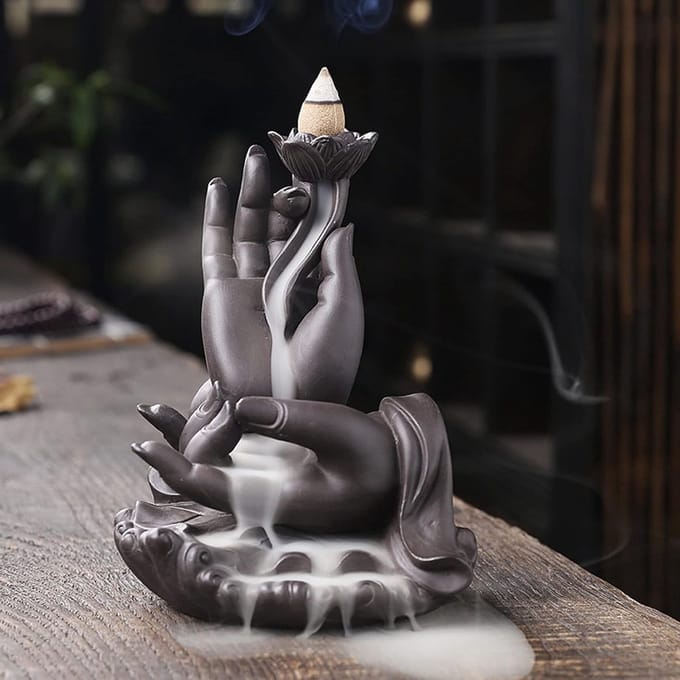 Buddha Hand Incense Burner Waterfall Incense Burner Backflow Incense Holder Meditation Incense Holder For Meditation - ShopVlot