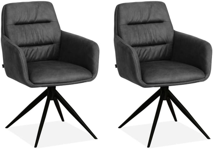 MX Sofa - Eetkamerstoel Paco - Antraciet (set van 2 stoelen)