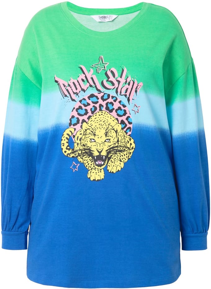 Angel of Style - Dames - Sweatshirt oversized kleurverloop tijgermotief - Kiwi - Maat 44