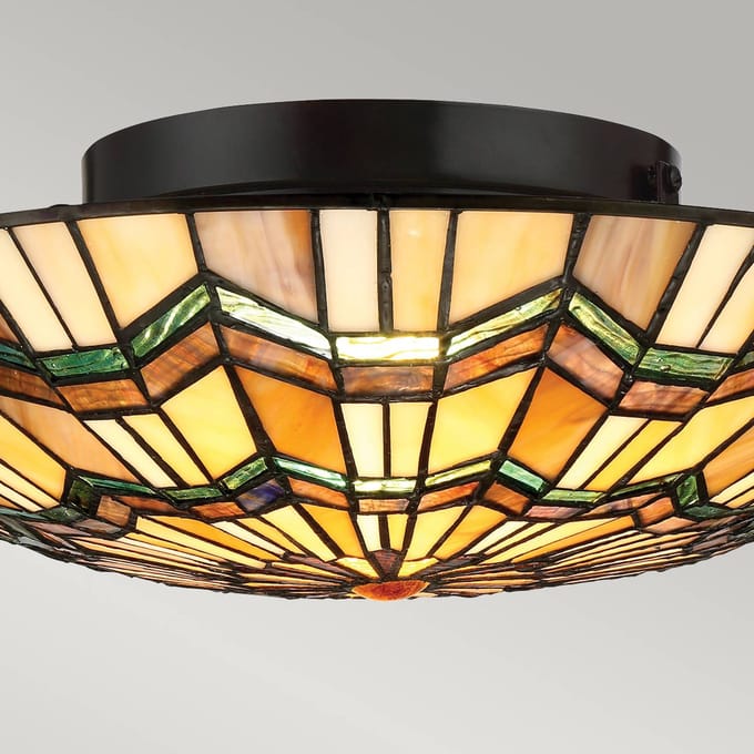 Bohemian Plafondlamp - Steady Lighting - Glas - Bohemian - E27 - L: 42.1cm - Voor Binnen - Woonkamer - Eetkamer - Brons