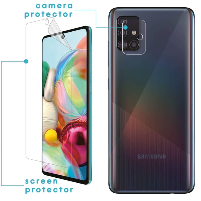 imoshion Screenprotector Folie 3 Pack + Camera Protector Glas voor de Samsung Galaxy A71