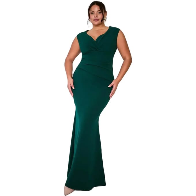 Damesjurk met plooi Goddiva Bardot Maxi
