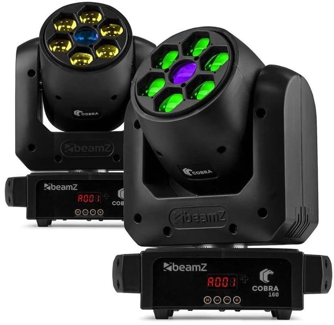 BeamZ Cobra 160 LED set van 2 spot moving heads met bee eye - 160W
