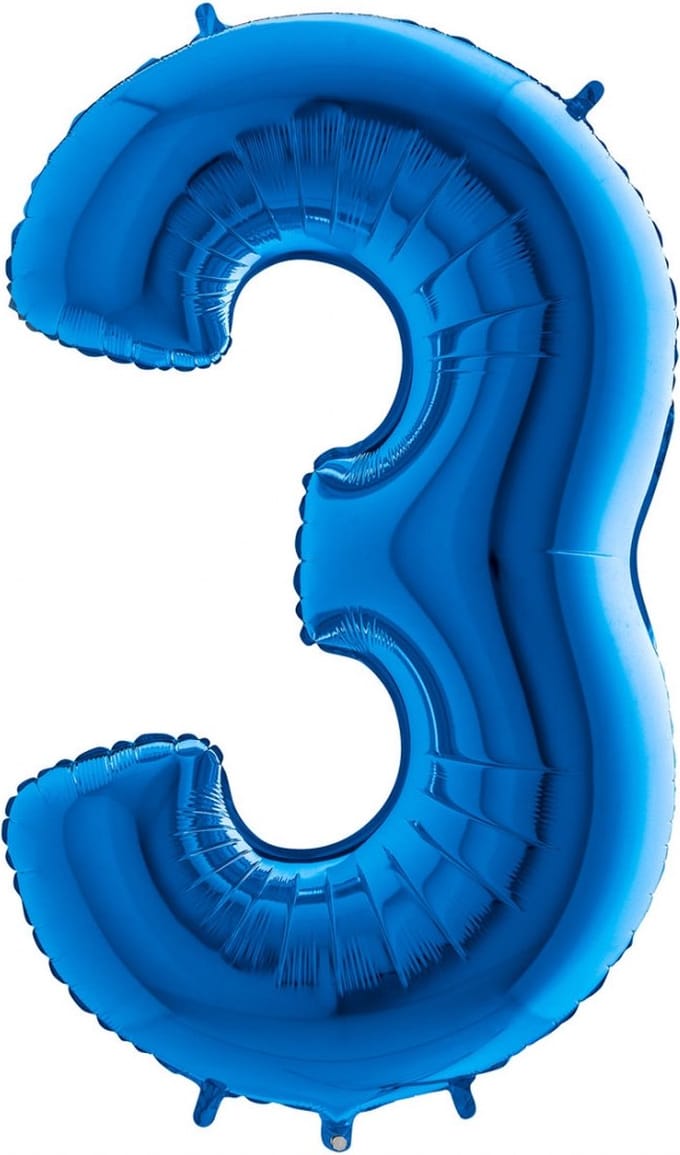 Amscan cijferballon nummer 3 - Blauw