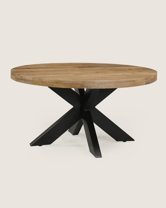 Salontafel 90 cm Mangohout – Rond – Industrieel