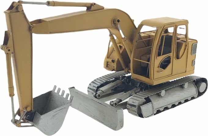 Metalen Graafmachine als decoratie  - 14 x 13 x 19 cm