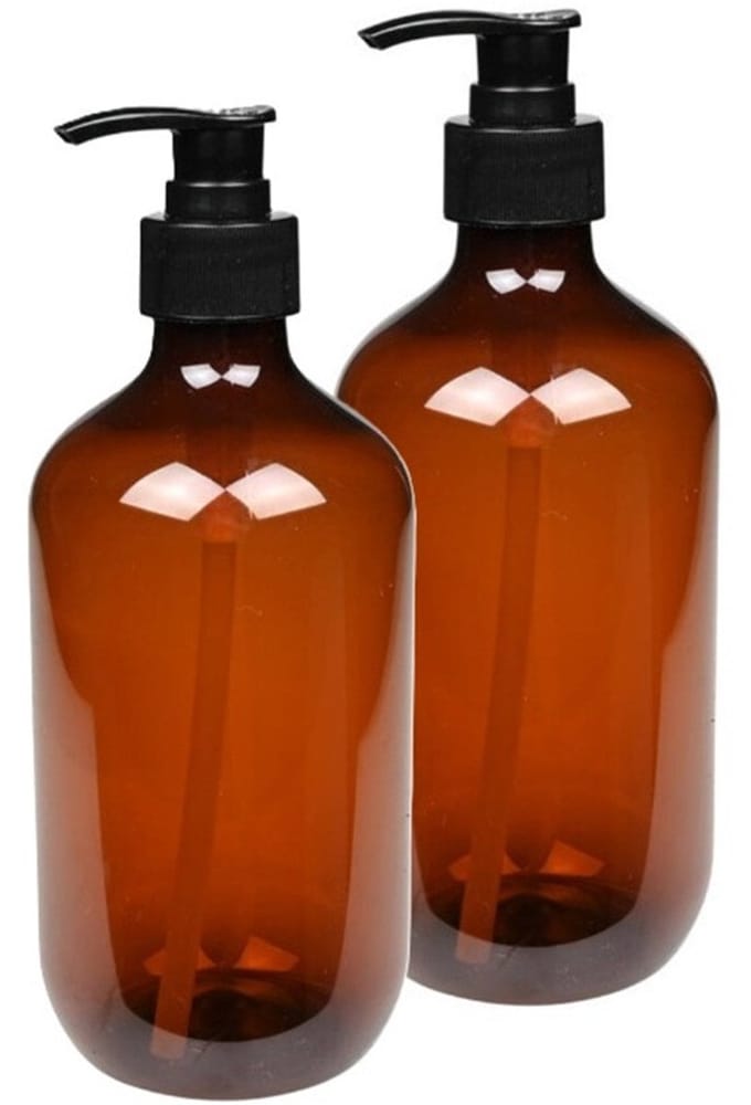 Benson Zeepdispenser - 2x - bruin - 500 ml - zeeppompje - D7 x H19 cm