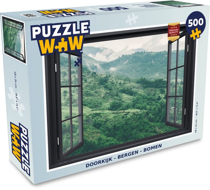 Puzzel Doorkijk - Berg - Boom - Legpuzzel - Puzzel 500 stukjes