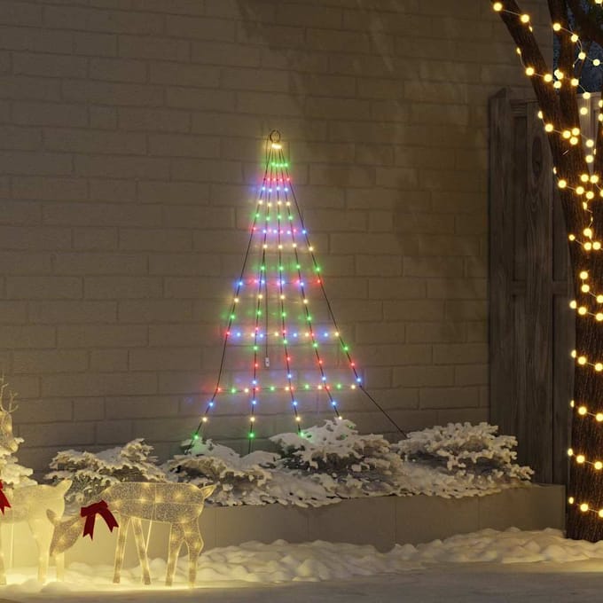 vidaXL - LED - Kerstboom - met - Grondspikes - Meerkleurig - 182 - cm - Metaal