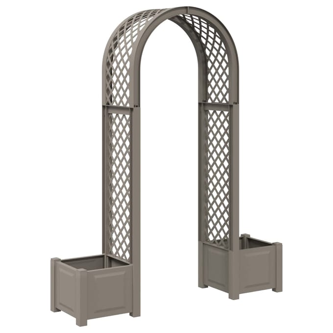 vidaXL - Rozenboog - met - plantenbak - Grijs - 168,5 - x - 43 - x - 207 - cm - PP