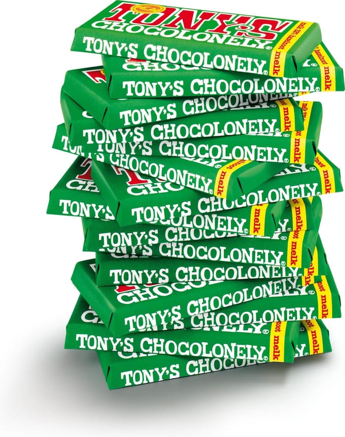 Tony's Chocolonely Chocolade Reep Melk Hazelnoot 15 x 180 gram Chocola