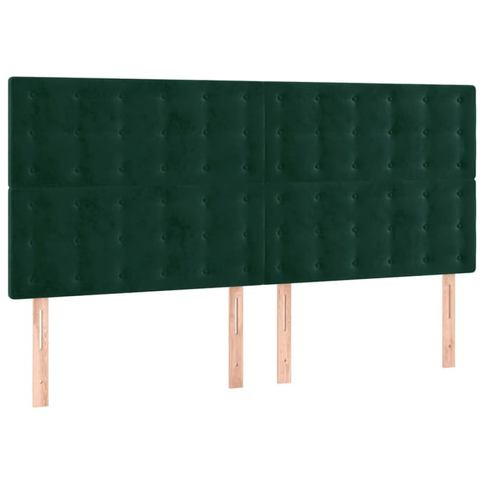 vidaXL - Hoofdbord - LED - 180x5x118/128 - cm - fluweel - donkergroen