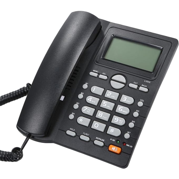 Vaste telefoon met vaste telefoon, met nummerherkenning, LCD-scherm, verstelbaar zwart