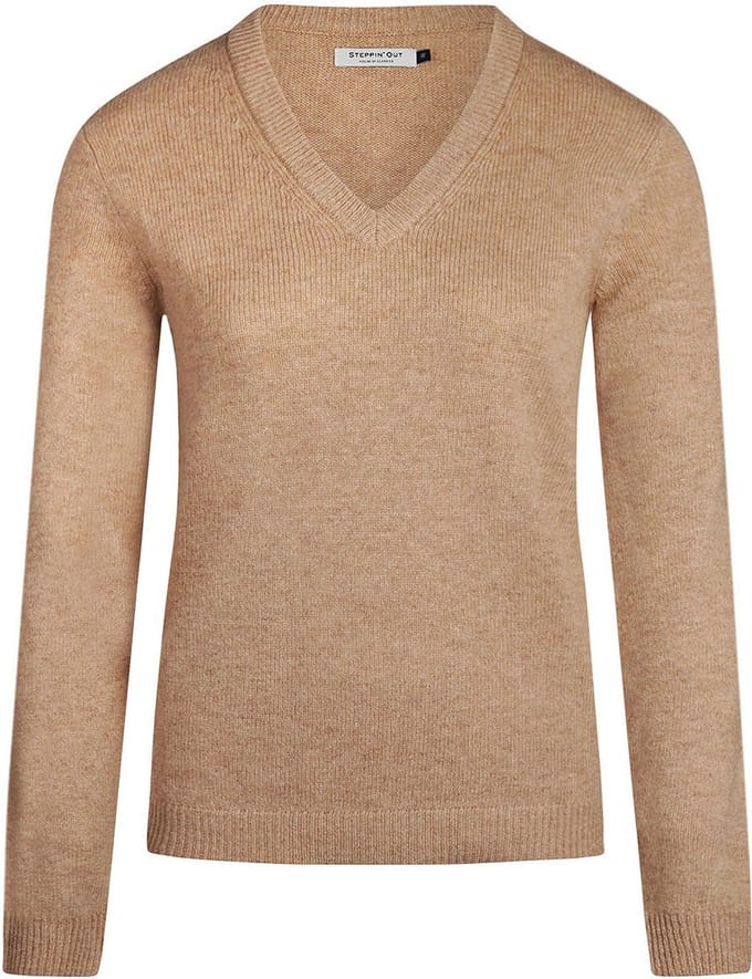 Steppin' Out Damestrui V-hals Lamswol Camel - Maat S - Heren