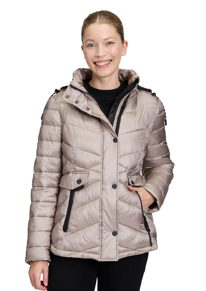 Dik gewatteerd jack van imitatiedons - taupe - Gr. 46 van Goldner Fashion