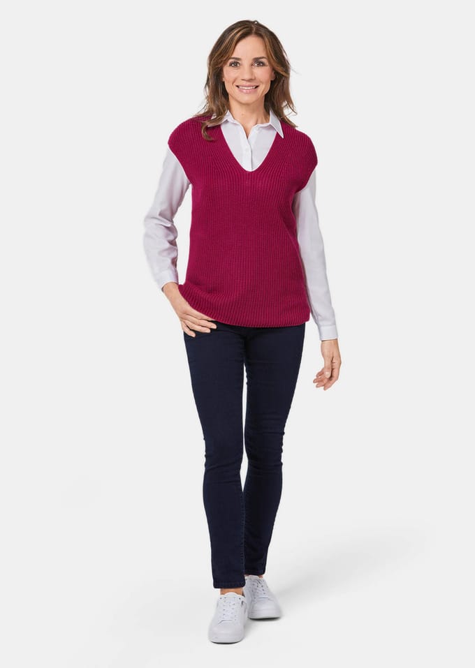 Modieuze slip-over - bordeaux - Gr. 52 van Goldner Fashion