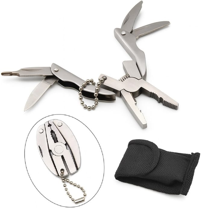 Cheaperito 5 in 1 Multitool Sleutelhanger - RVS - survival tool - met opbergzak