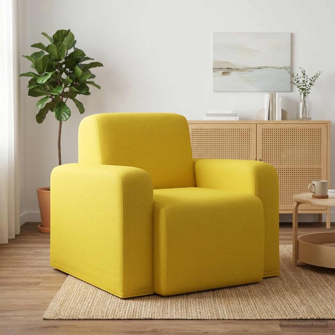 vidaXL - Fauteuil - Licht - Geel - Stof