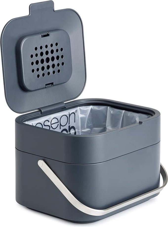 Stack 4 Keuken Voedselafval Compost Caddy Recycling Bin Geurfilter 4 Liter 1 Gallon- Grafiet