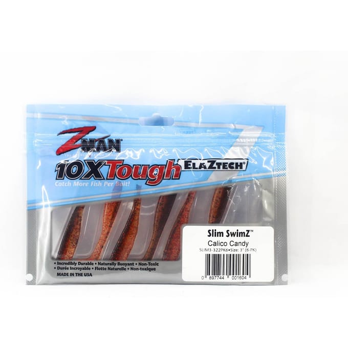 Zman Soft Lure Slim SwimZ 3 Inch 6/Pack Calico Candy (1604) white