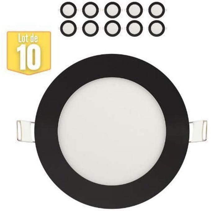 Lot de 10 Dalles LED 6W 2700K 270lm Noir IP20 noir