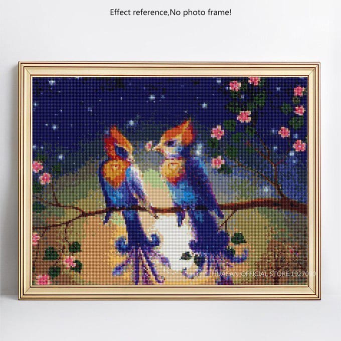 Peinture Diamant Affichage Oiseau Mosaïque Broderie Diamant Animal Point de Croix Résine Décoration Maison 20X30CM blue