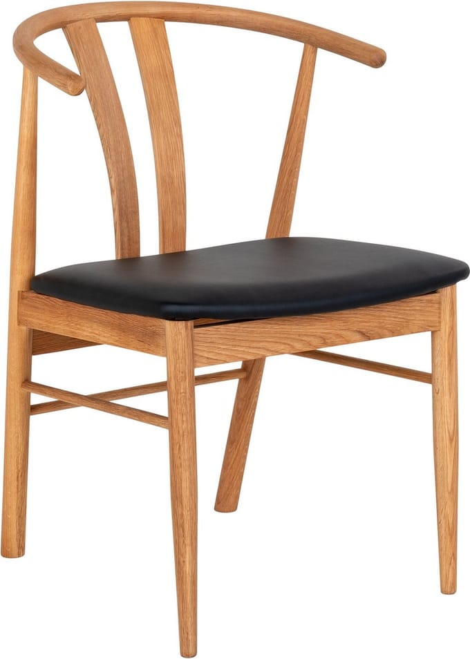 Eetkamerstoel Eikenhout - Zwart - 60x54x77cm - House Nordic - Set van 2