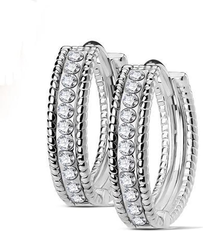 Oorbellen hoop ring met center steentjes ©LMPiercings