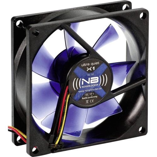 Blacknoise BlackSilentFan X-1 - Case ventilator - 80mm - Zwart met blauwe vleugels - 10 dBA