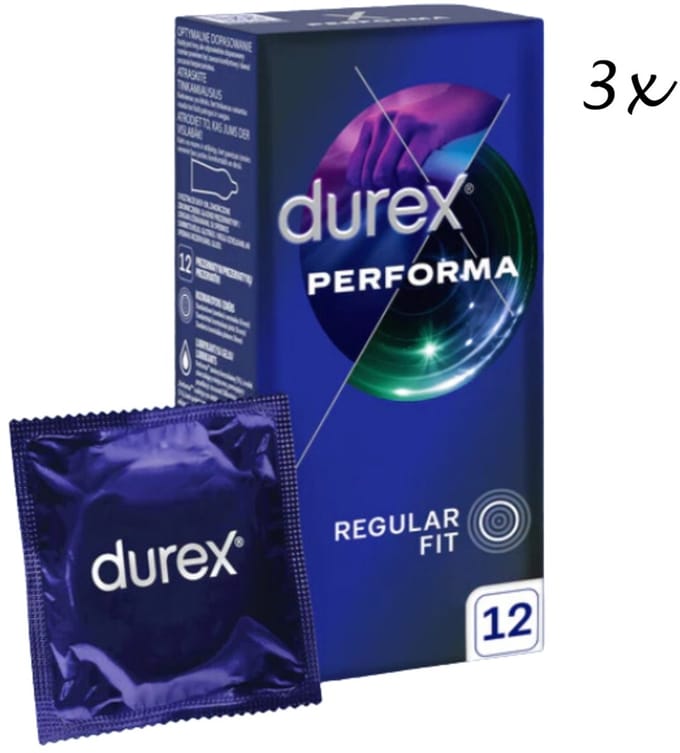 Durex Condooms - Performa - Extended Pleasure (Orgasme Vertragend) - 36 Stuks (3x12 stuks) - Discreet Verpakt