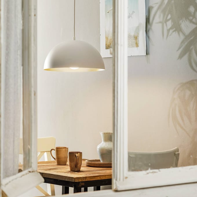 BETA Hanglamp Wit/Goud 1xE27 35cm - Stijlvol en Tijdloos