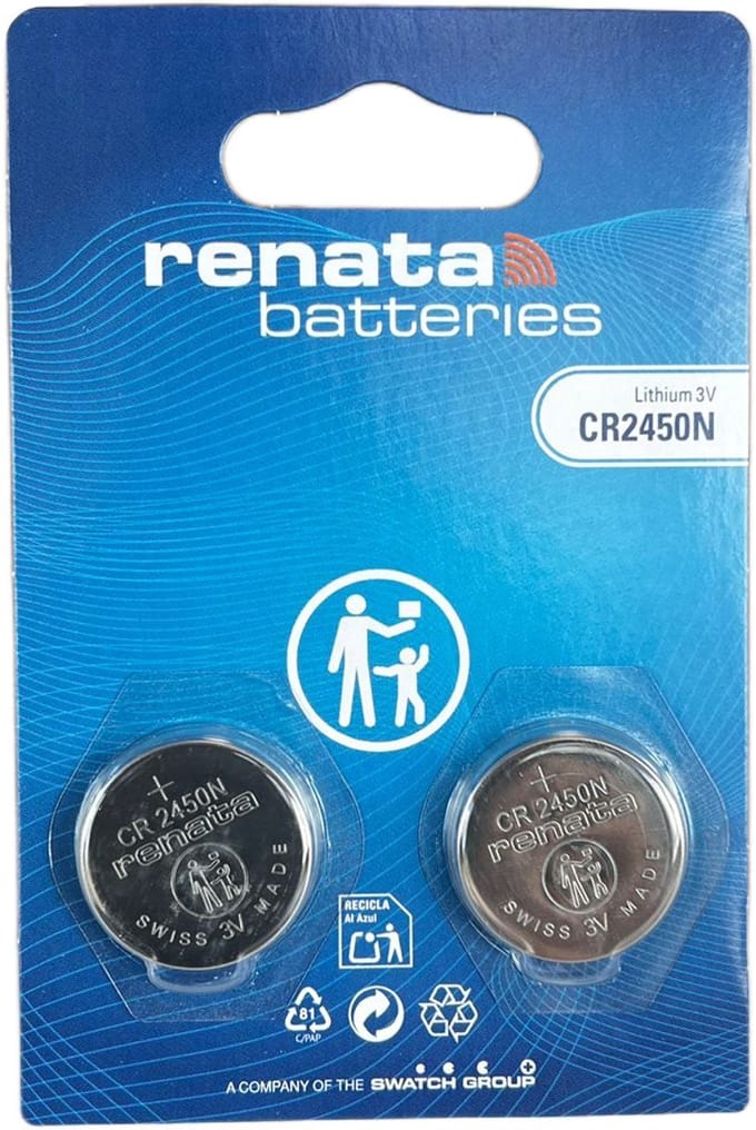 CR2450N Lithium Knoopcel Batterij 3V 540mAh — Met Opstaande Rand — Blister 2 stuks