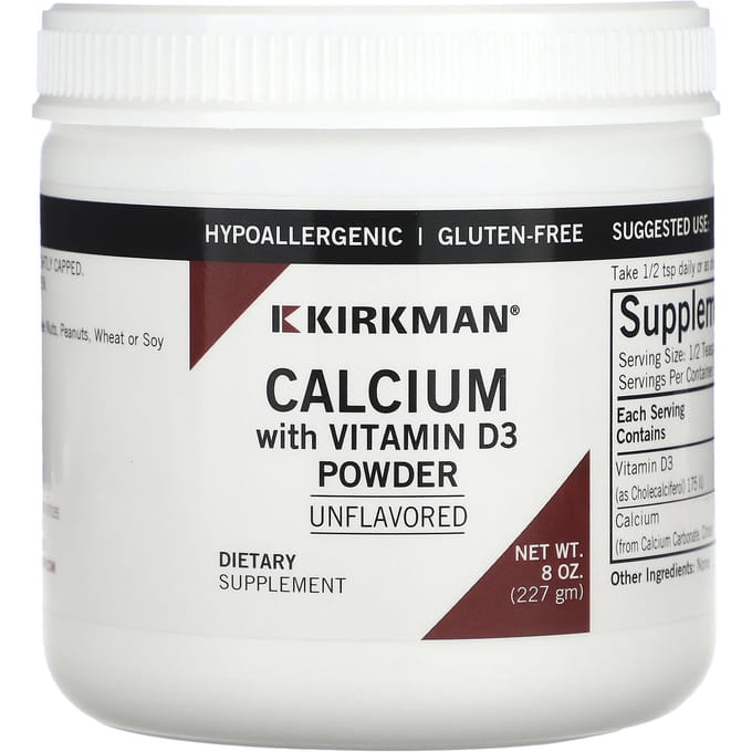 Kirkman Labs, Calcium met vitamine D3, Zonder smaak, 8 oz (227 gr)