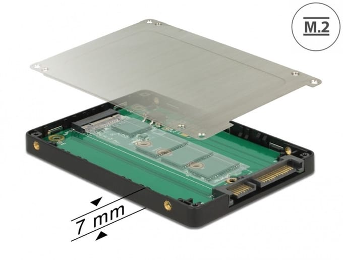 Delock 2.5″ Converter SATA 22 pin > M.2 with Enclosure