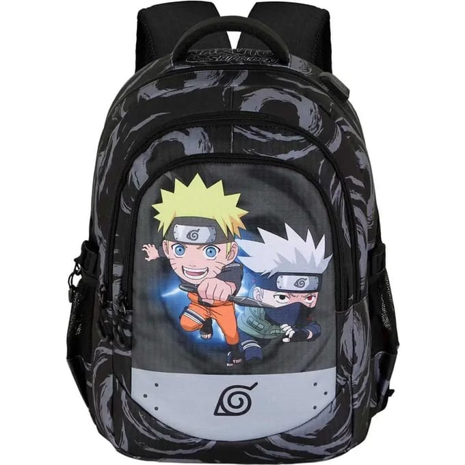 Karactermania - Naruto - Masashi Kishimoto - Running Plus Rugzak - Handbagage Backpack met Trolley bevestiging + USB poort - Rugtas - Grijs