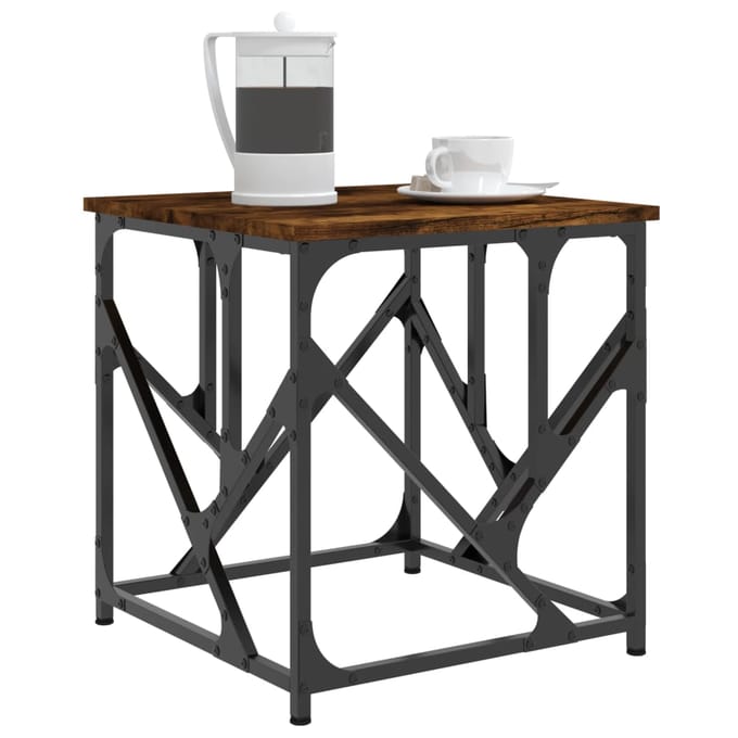 vidaXL - Salontafel - 45x45x47,5 - cm - bewerkt - hout - gerookt - eikenkleurig