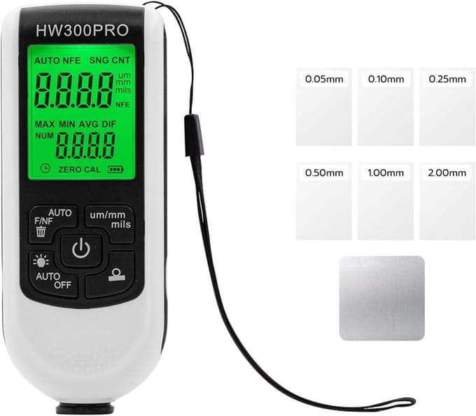 Lakdiktemeter Digitaal – 0–2000 µm – 1 µm Resolutie – FE/NFE Detectie – LCD met Backlight – Kalibreerbaar