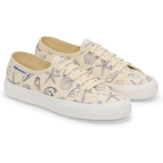Superga 3750 Seashells Print Katoenen Dames Beige Sneakers