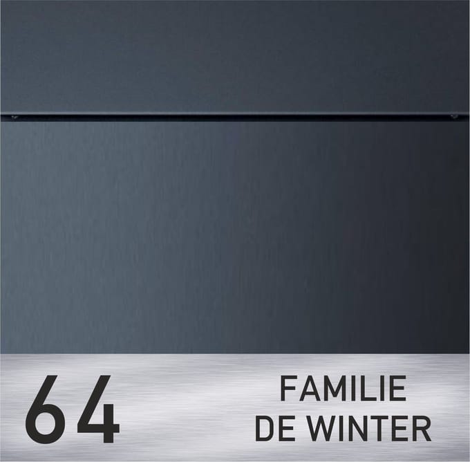 BR49 Brievenbus antraciet met naam en huisnummer 37x37x10.5cm