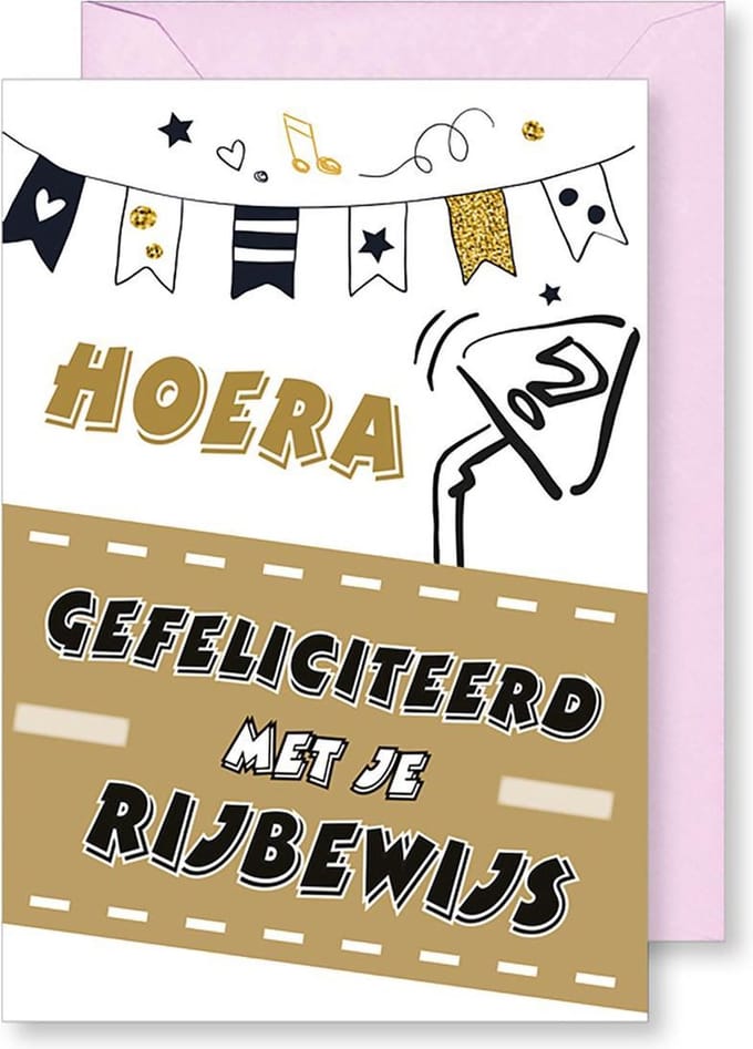 6 Wenskaarten met gekleurde envelop - MGPcards - Gefeliciteerd - Rijbewijs - 11,5 x 17 cm