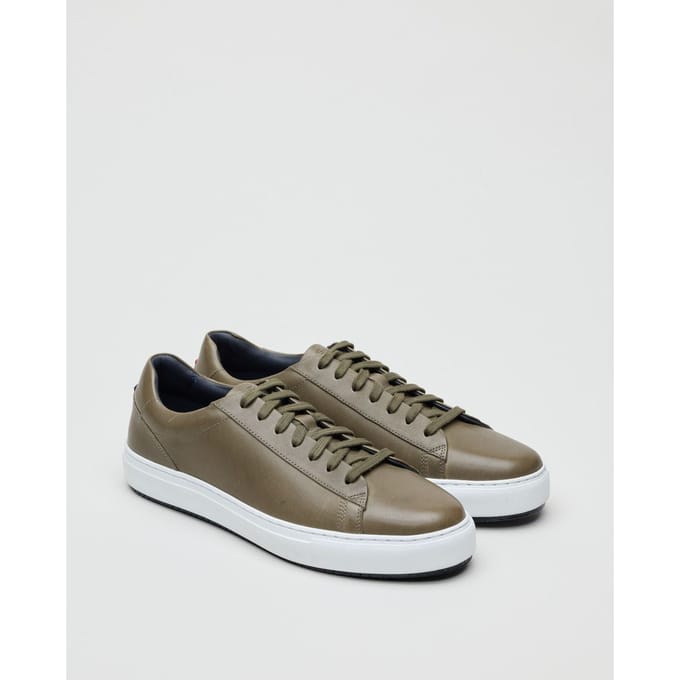 Ben Sherman Ace Cupsole Leren Mannen Olijf Sneakers