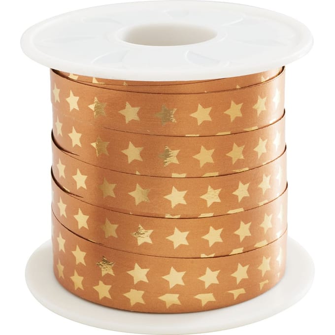 Krullint Kerst Sterren Goud – Cadeaulint - 10mm