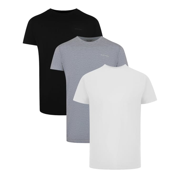 Palm Angels Tri-Pack Tonale Klassieke Logo Zwarte, Witte en Grijze T-Shirts