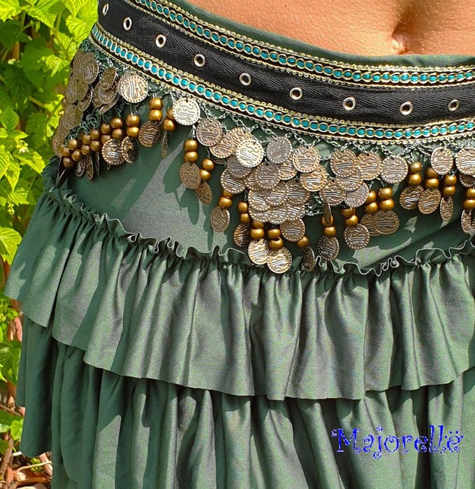 Buildans tribal heupsjaal met stroken groen