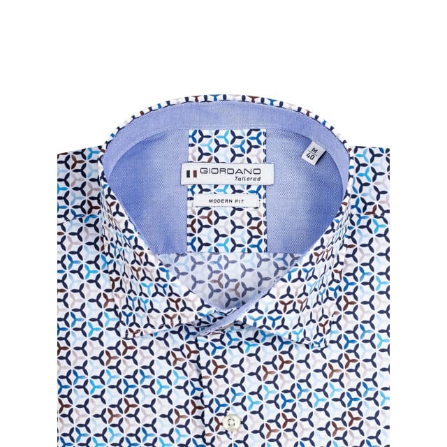 Giordano - Lange mouw overhemd - Mannen - 3XL - Blauw - Katoen - 417824