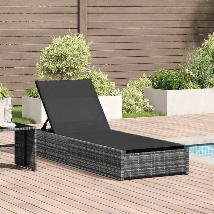 vidaXL - Ligstoel - Grijs - 200.5 - x - 70 - x - 75 - cm - poly - rattan