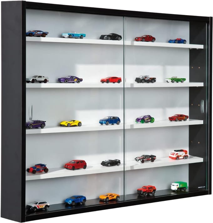 AMA® Vitrinekast met Glas - Vitrinekast Hangend - Vitrinekast - Zwart en Wit - 10x80x60cm