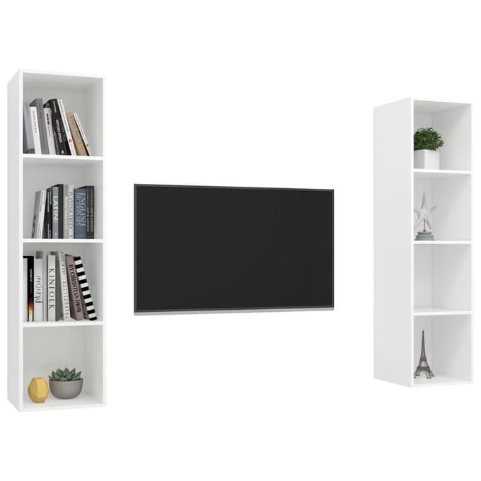 vidaXL - Tv-wandmeubelen - 2 - st - bewerkt - hout - wit